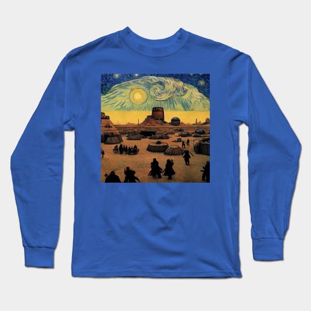 Starry Night in Mos Eisley Tatooine Long Sleeve T-Shirt by Grassroots Green